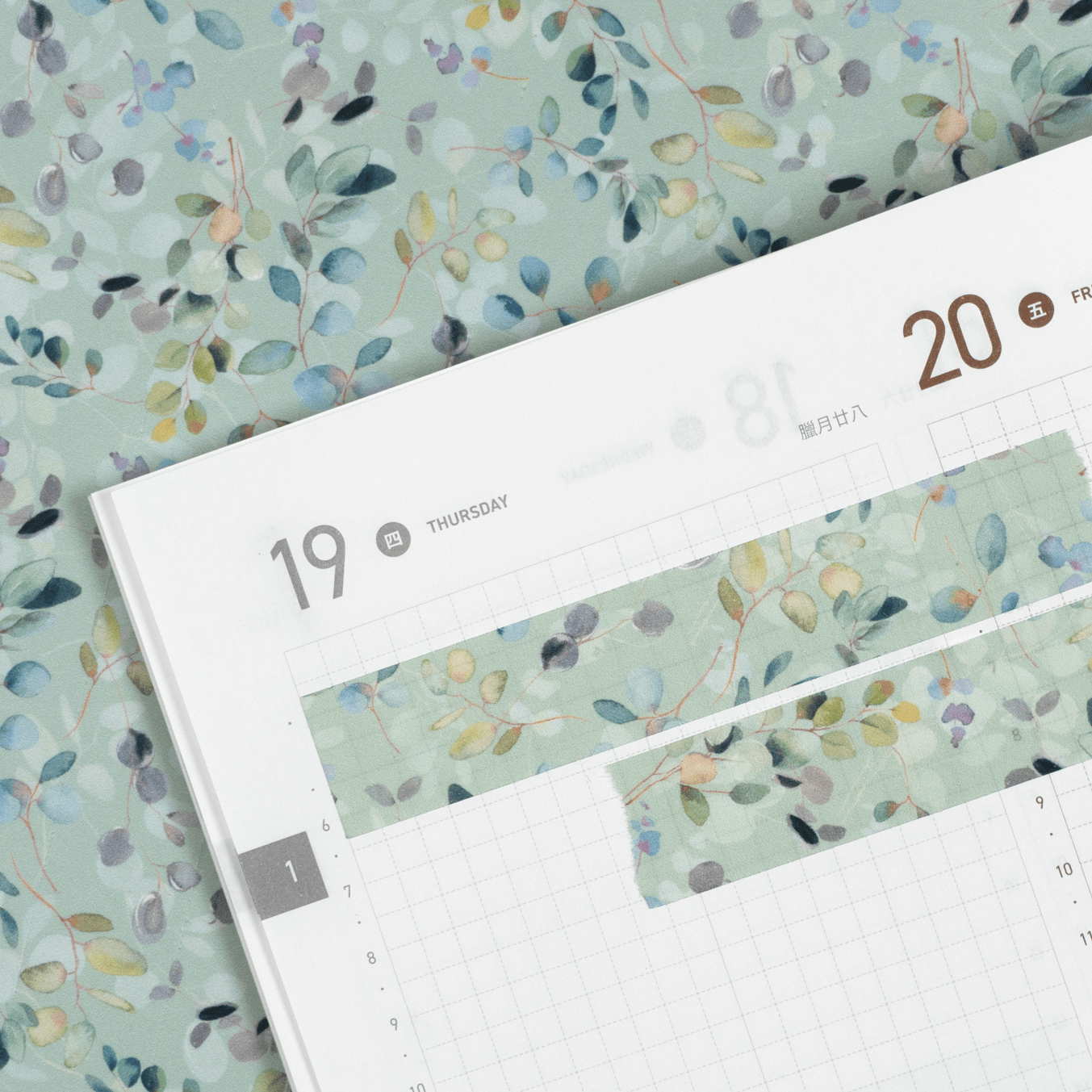 Green Leaves Floral | Washi Tape Strips by Plannerface