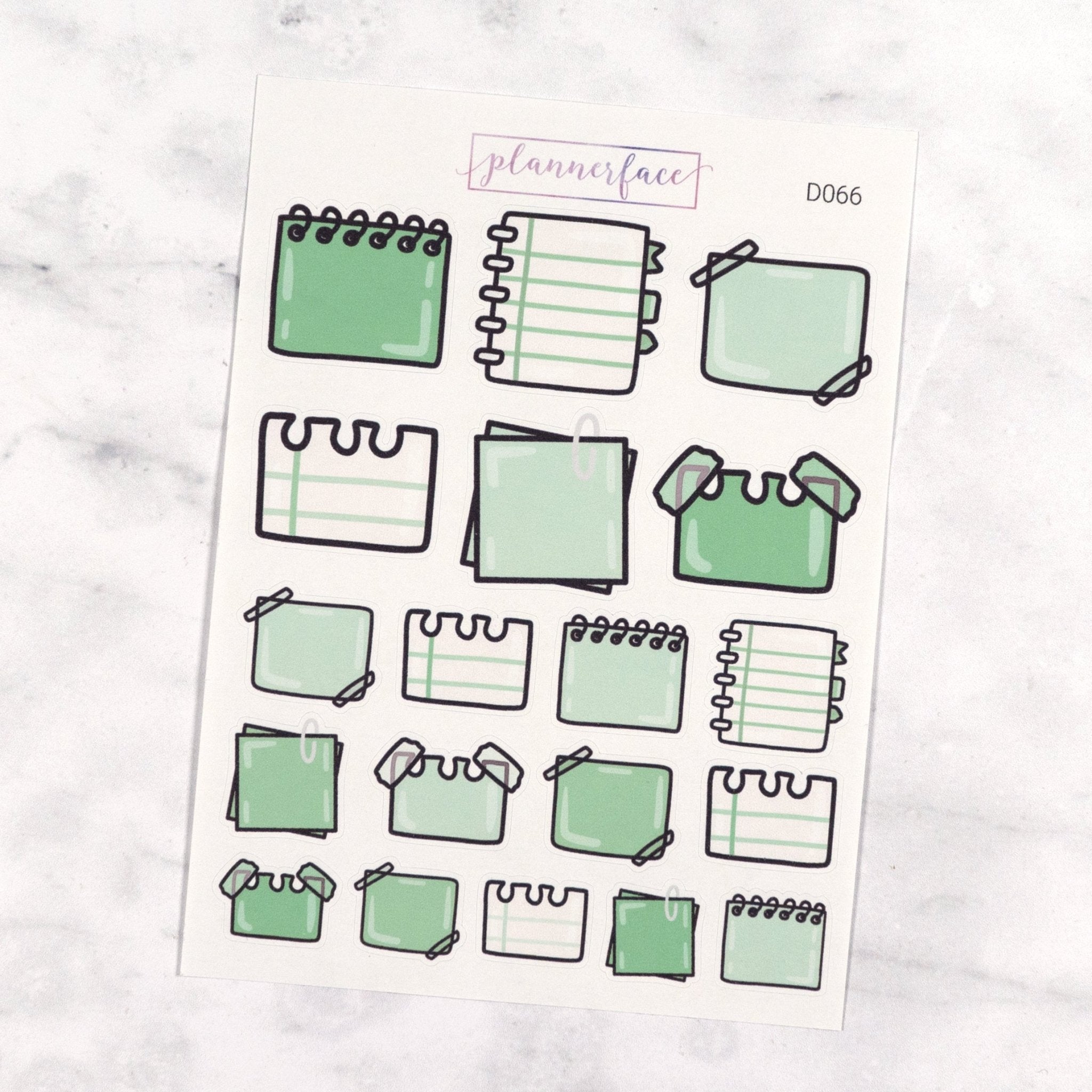 Green Note Paper Multicolour Doodles by Plannerface