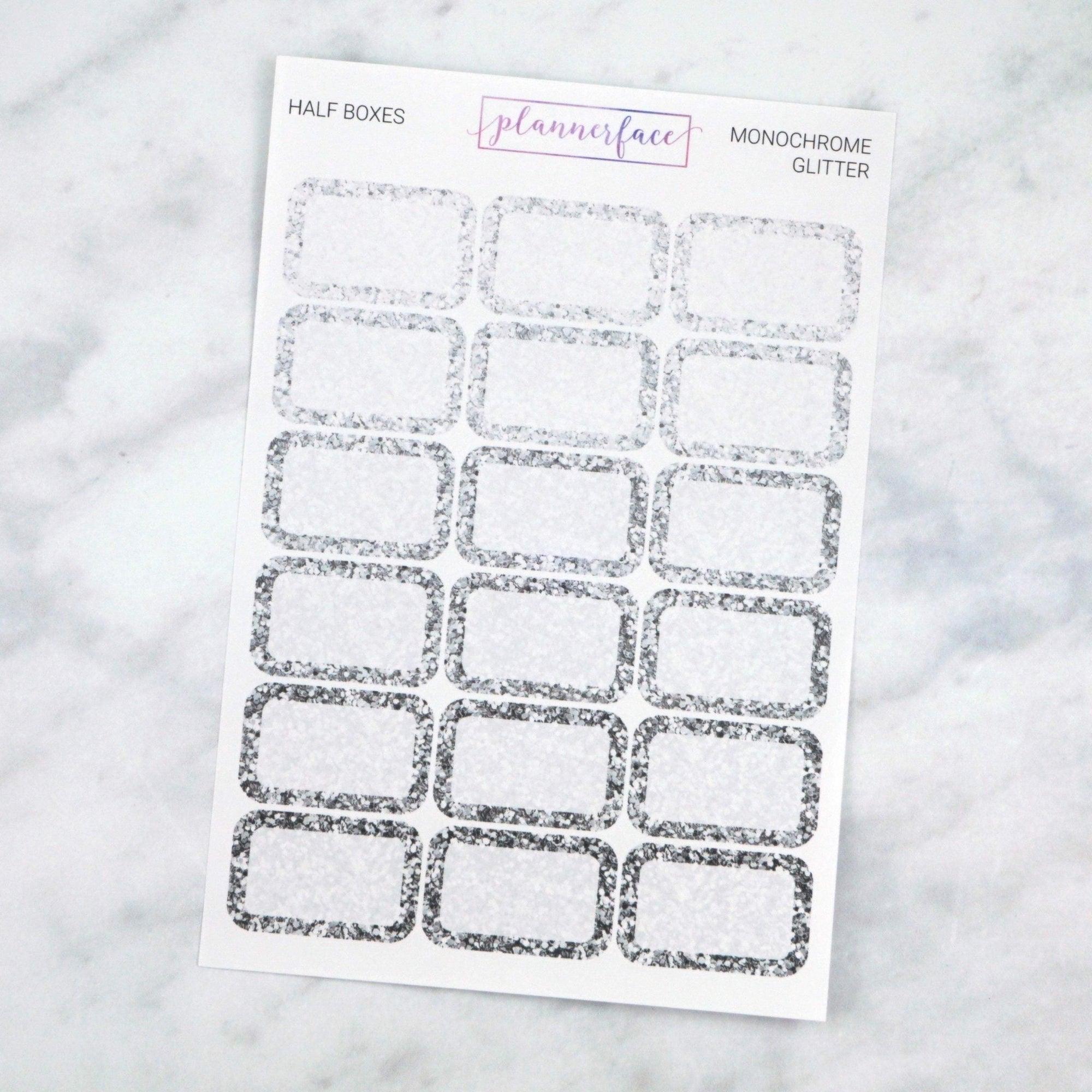 Half Boxes - MONOCHROME GLITTER | Multicolour by Plannerface