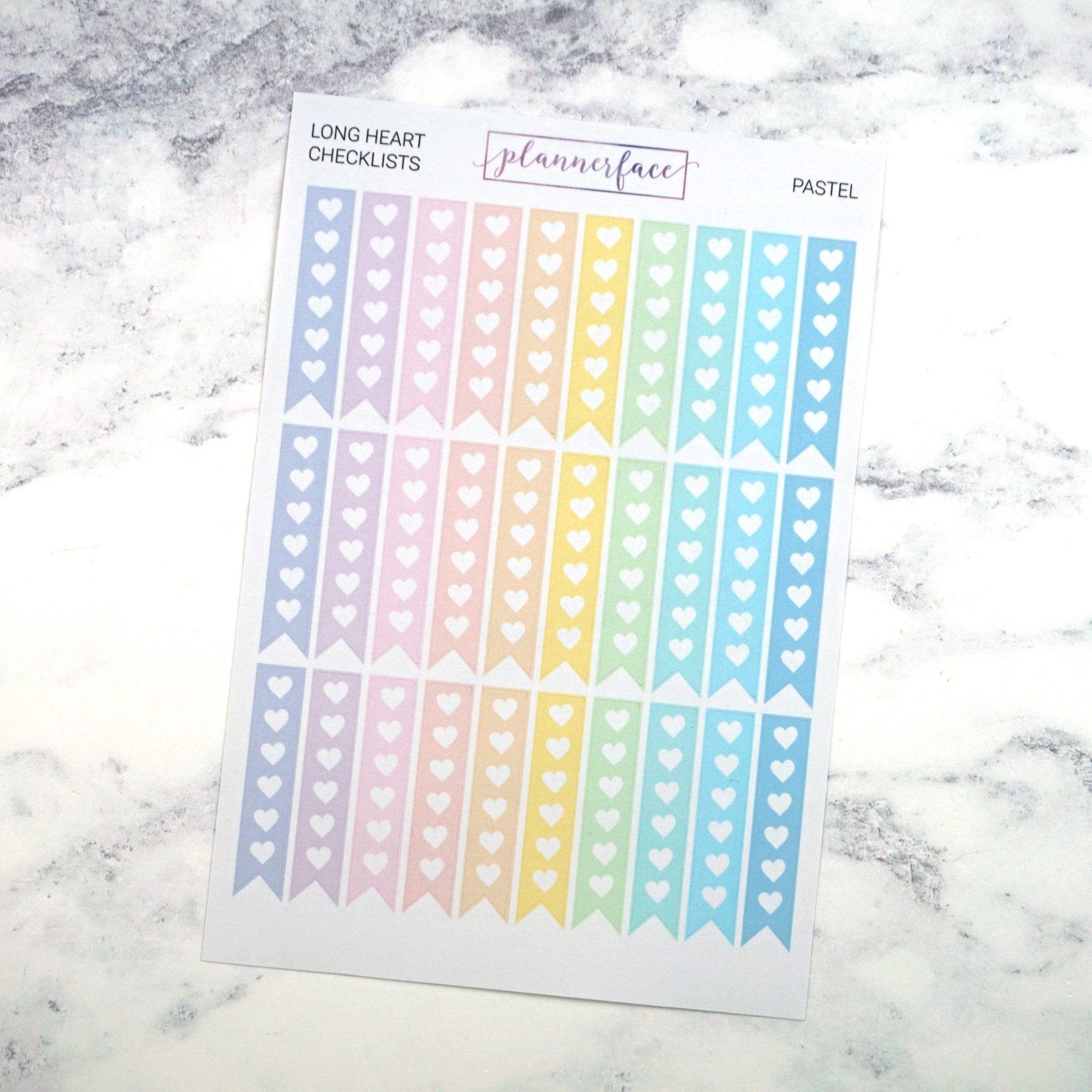 Heart Checklists - LONG | Multicolour Pastel by Plannerface
