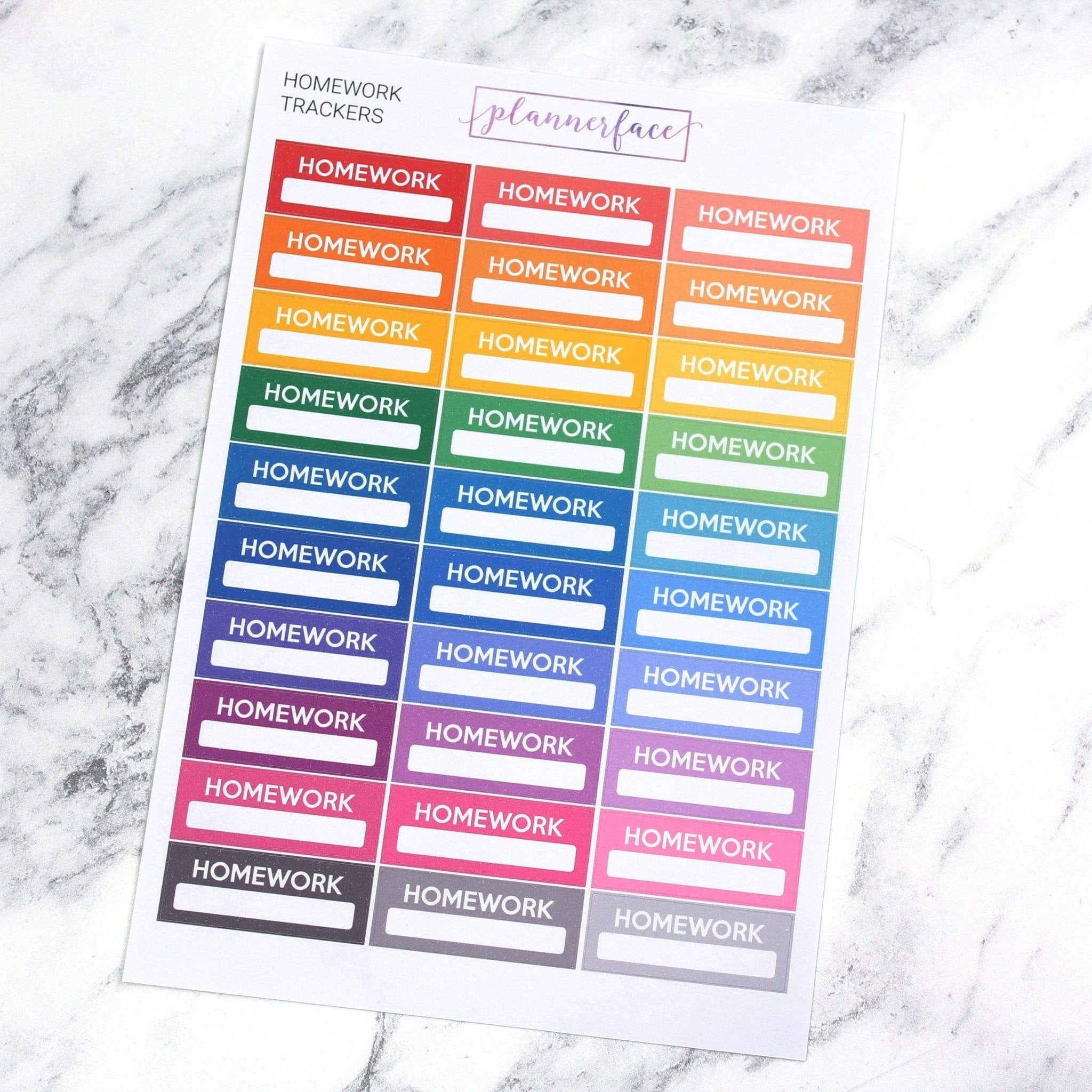 Homework Trackers | Multicolour by Plannerface