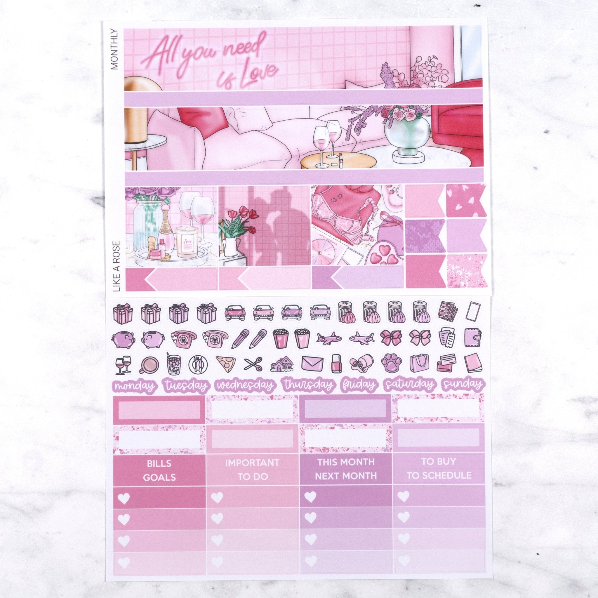 Like A Rose Monthly Kit by Plannerface