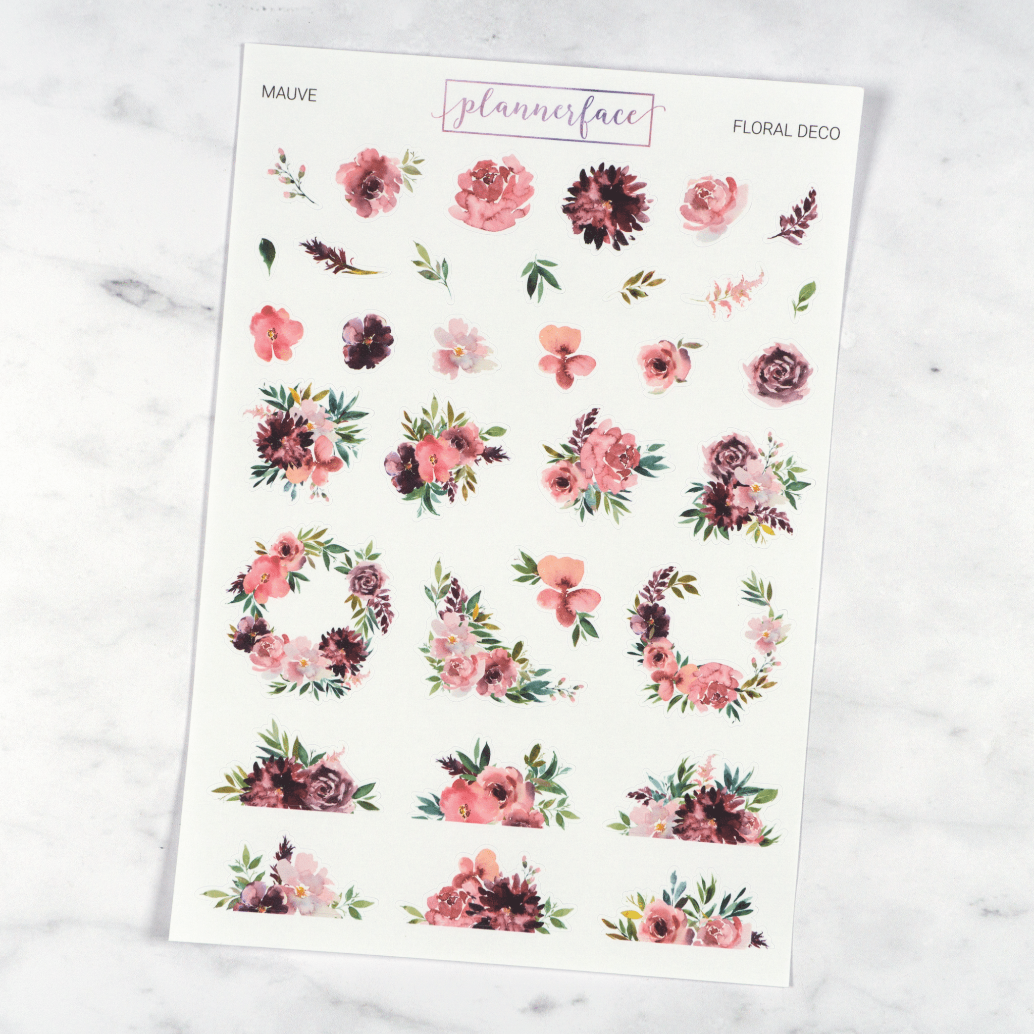 Mauve Floral Deco | Multicolour by Plannerface