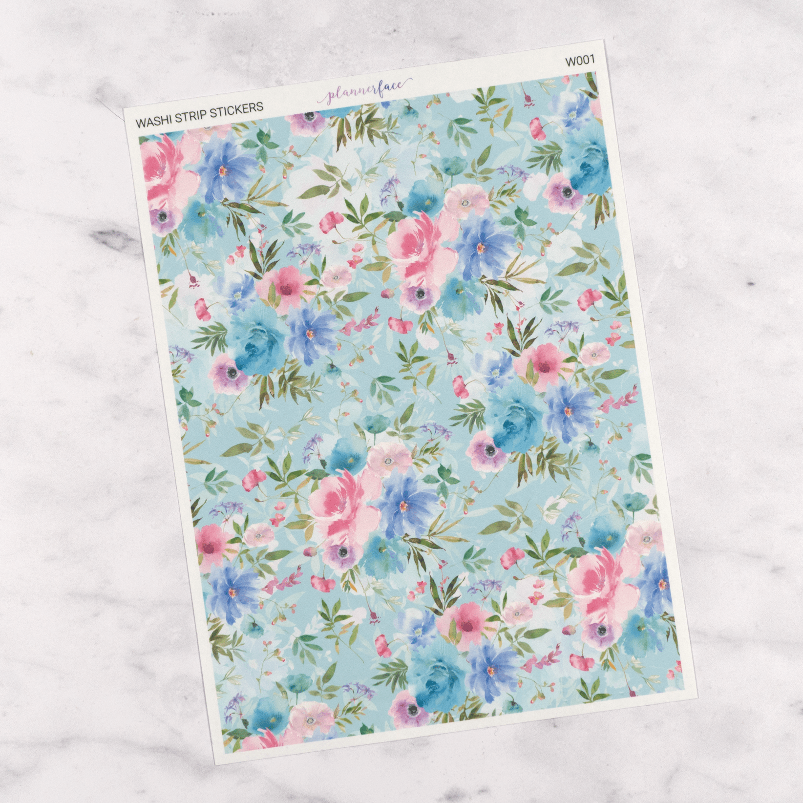 Mint &amp; Pink Floral | Washi Tape Strips by Plannerface