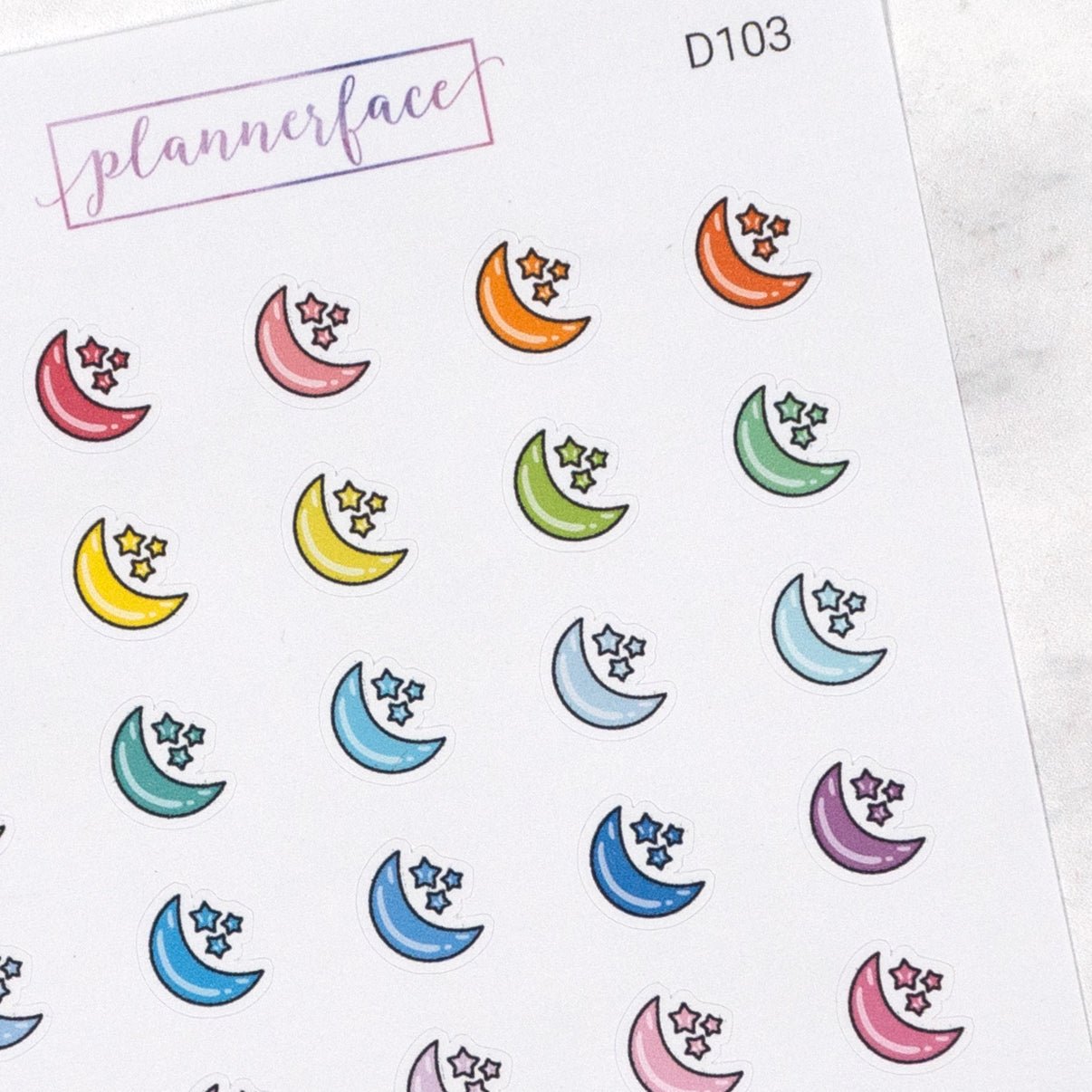 Moon &amp; Stars Multicolour Doodles by Plannerface