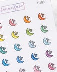Moon & Stars Multicolour Doodles by Plannerface