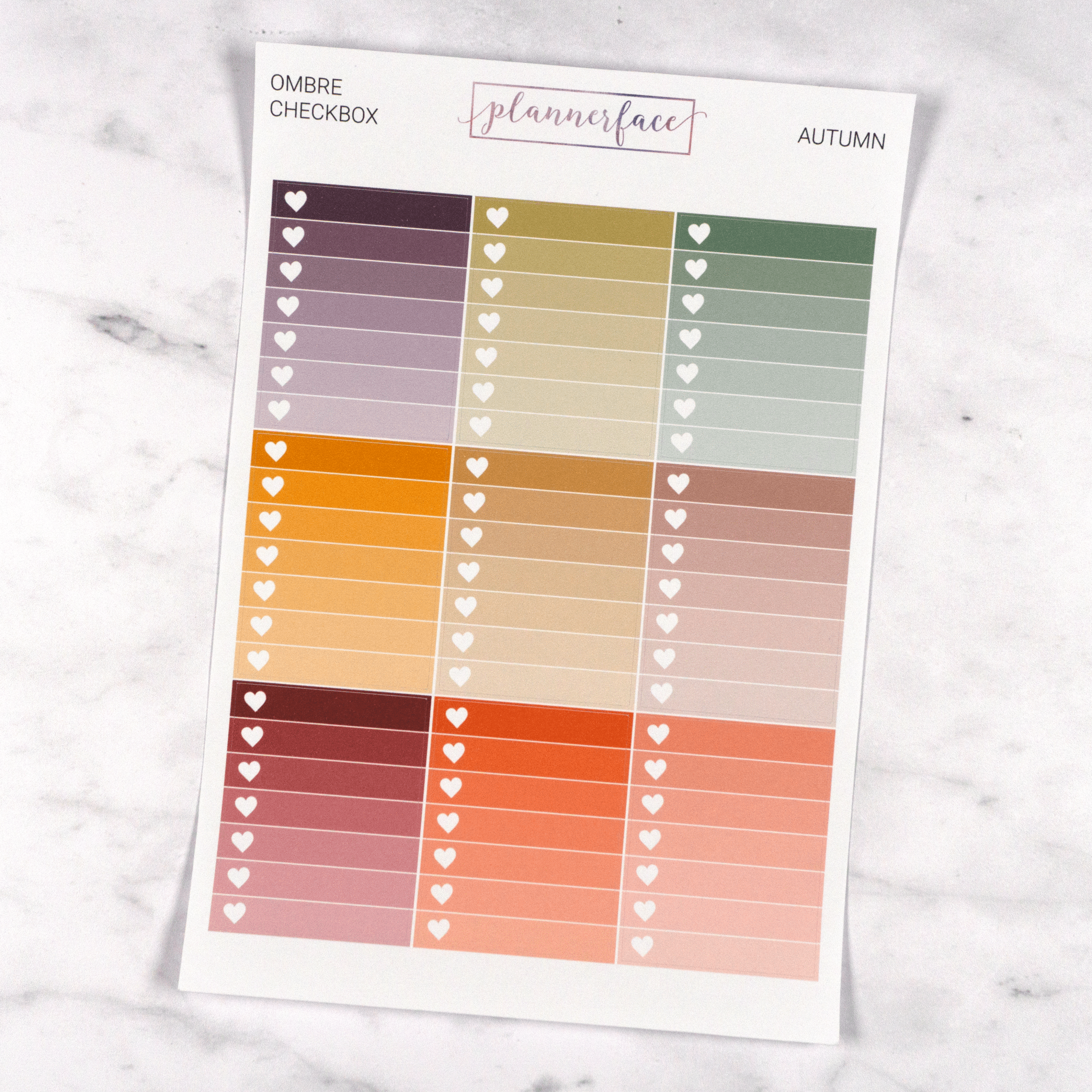 Ombre Heart Checkboxes | Autumn by Plannerface