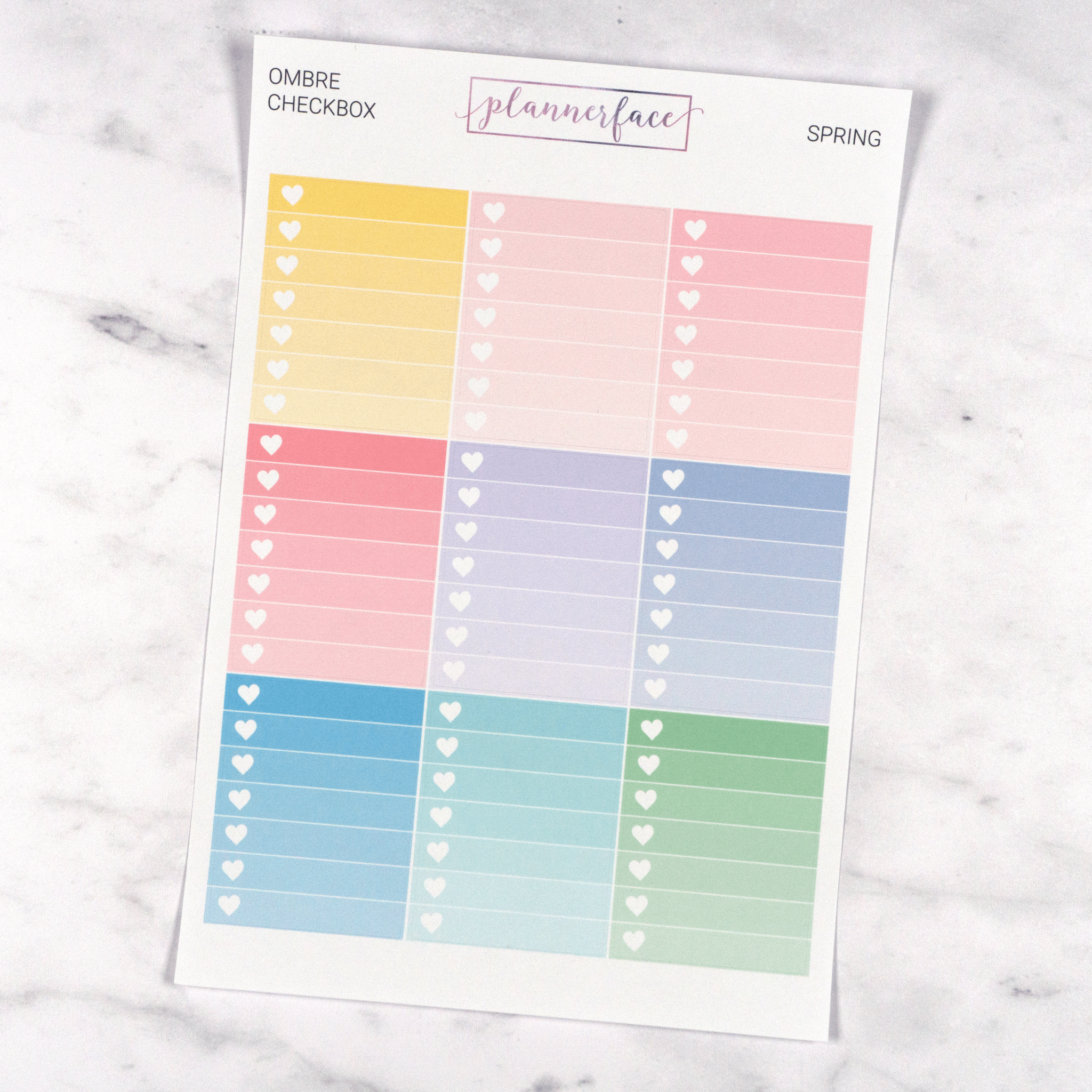 Ombre Heart Checkboxes | Spring by Plannerface