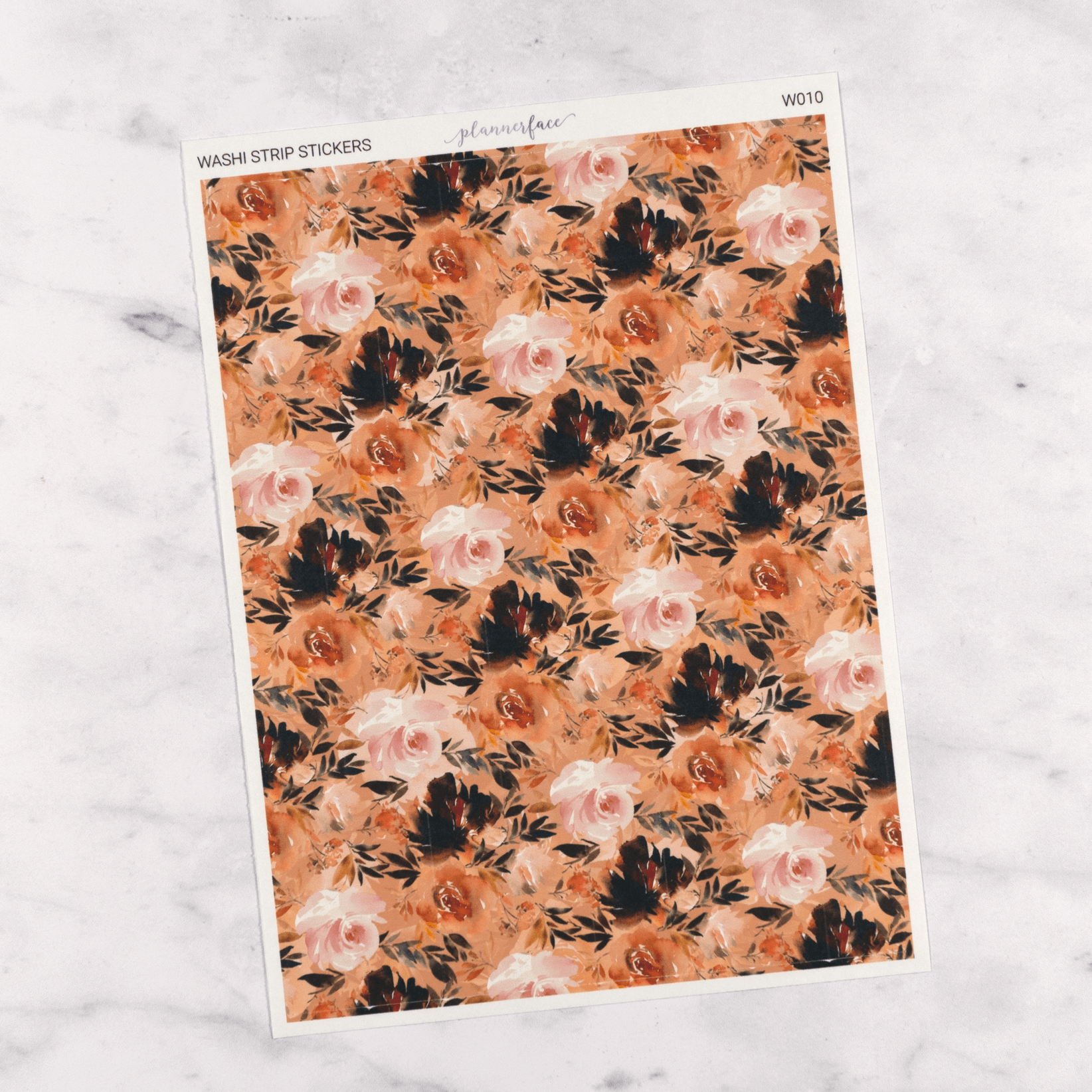 Orange & Brown Floral | Washi Tape Strips by Plannerface