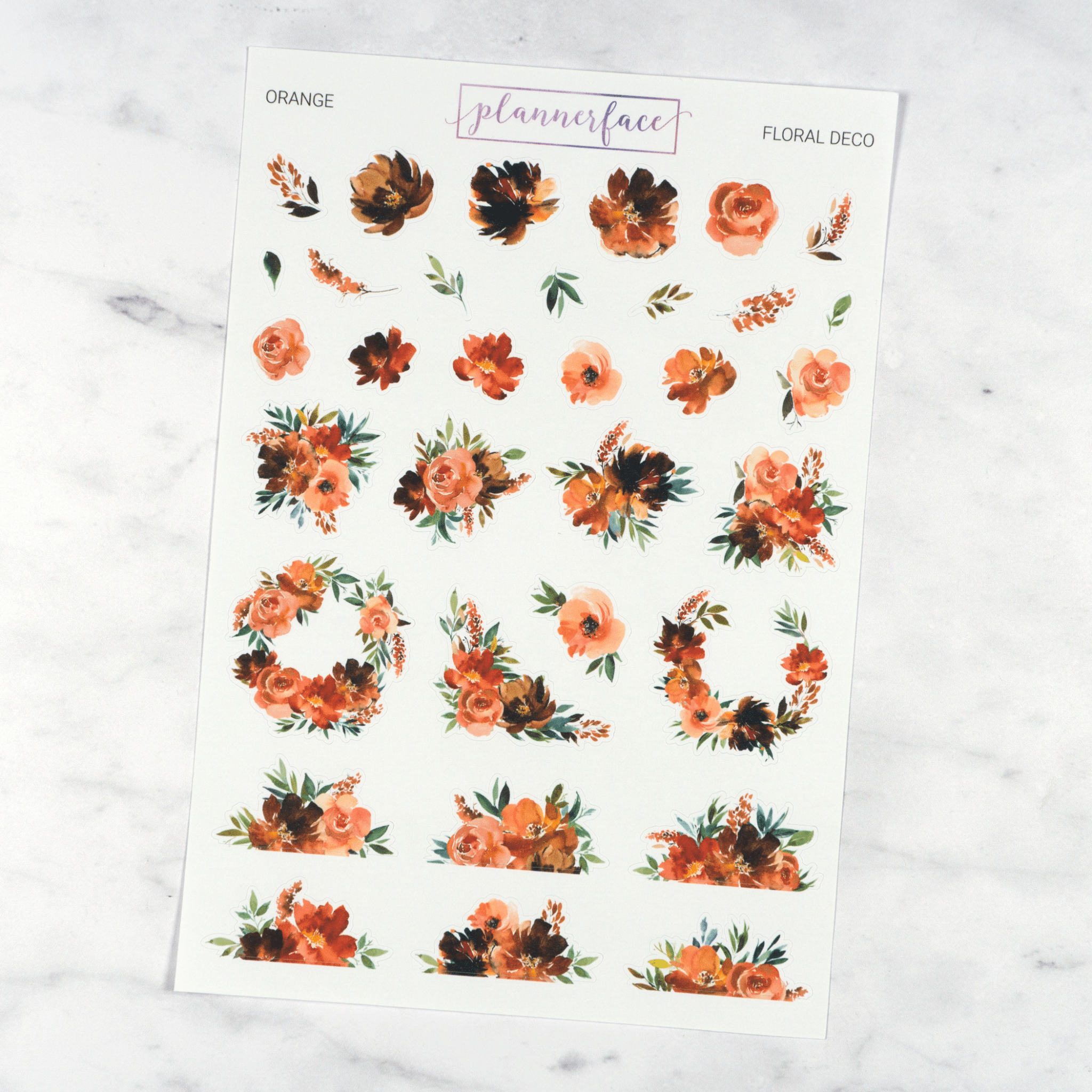 Orange Floral Deco | Multicolour by Plannerface