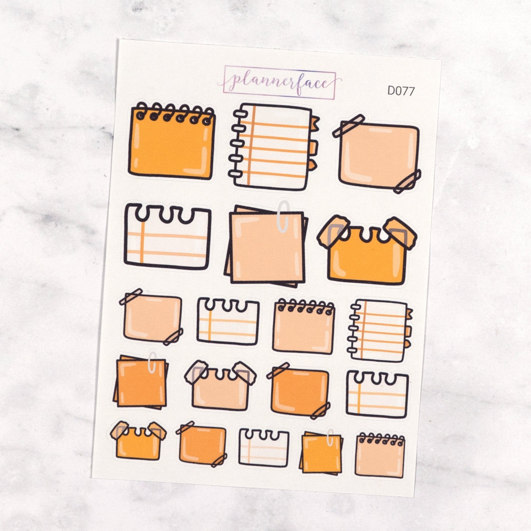 Orange Note Paper Multicolour Doodles by Plannerface