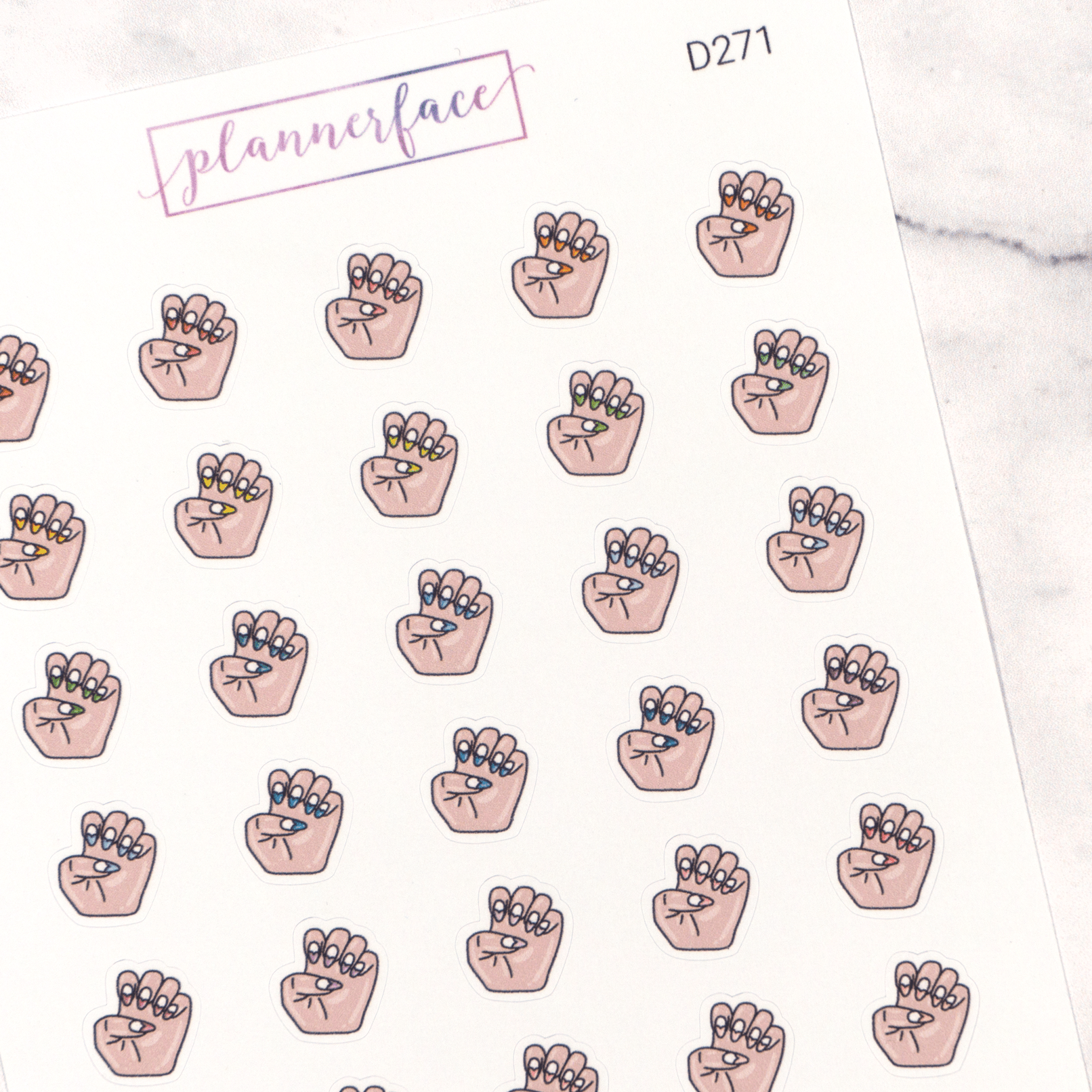 Painted Nails (Dark) Multicolour Doodles by Plannerface
