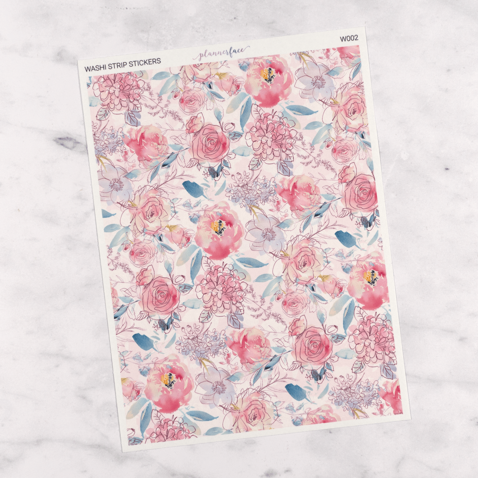Pale Pink Floral | Washi Tape Strips by Plannerface