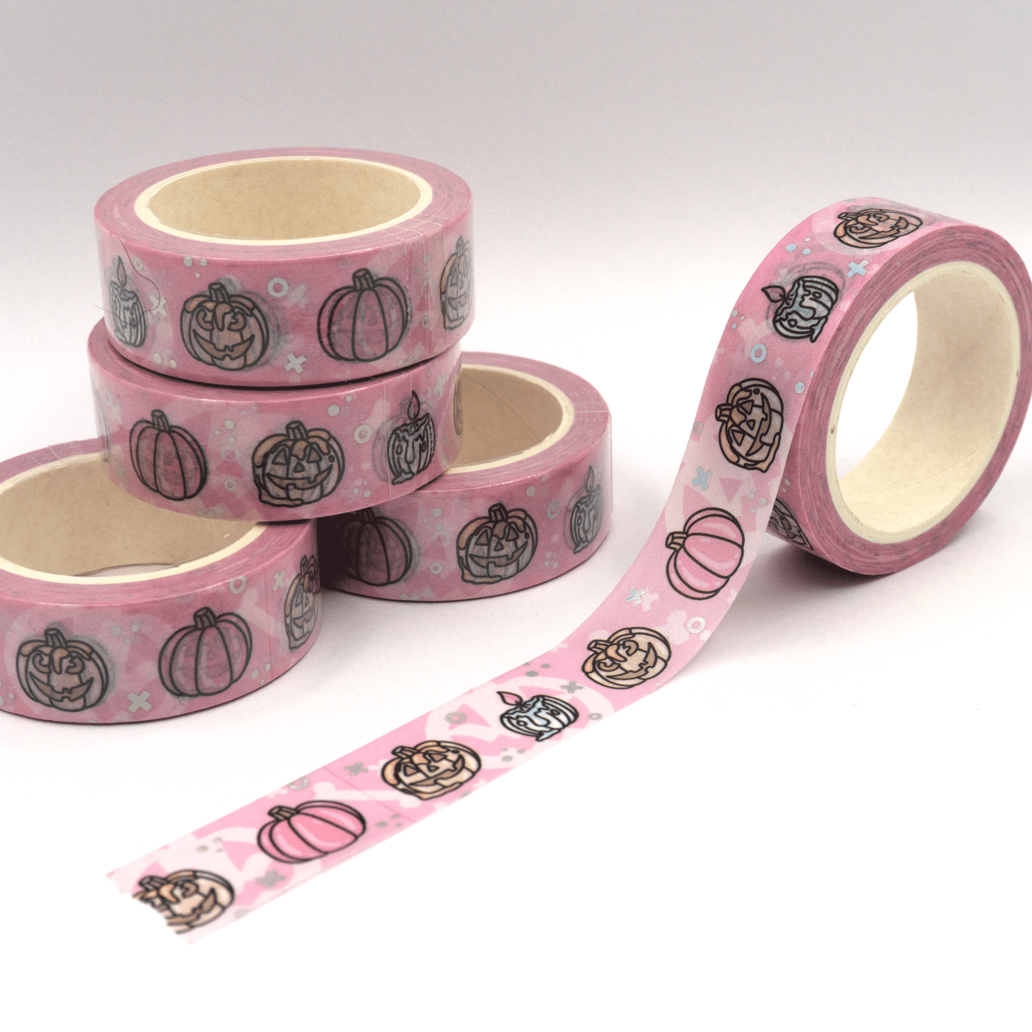 Pink Pumpkin | Holo Foiled Doodle Washi Tape by Plannerface