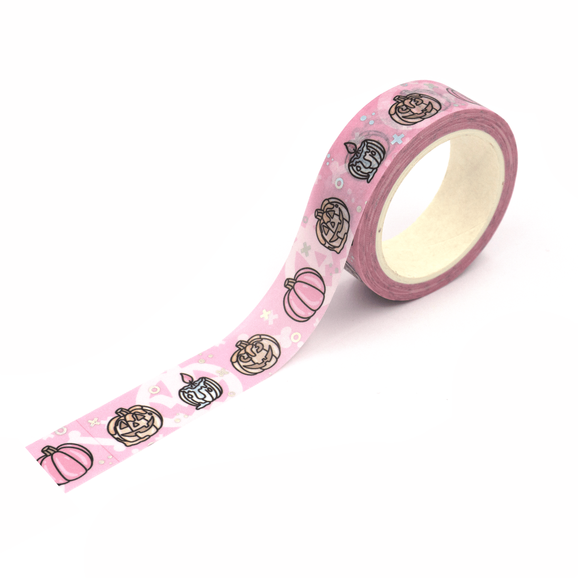 Pink Pumpkin | Holo Foiled Doodle Washi Tape by Plannerface