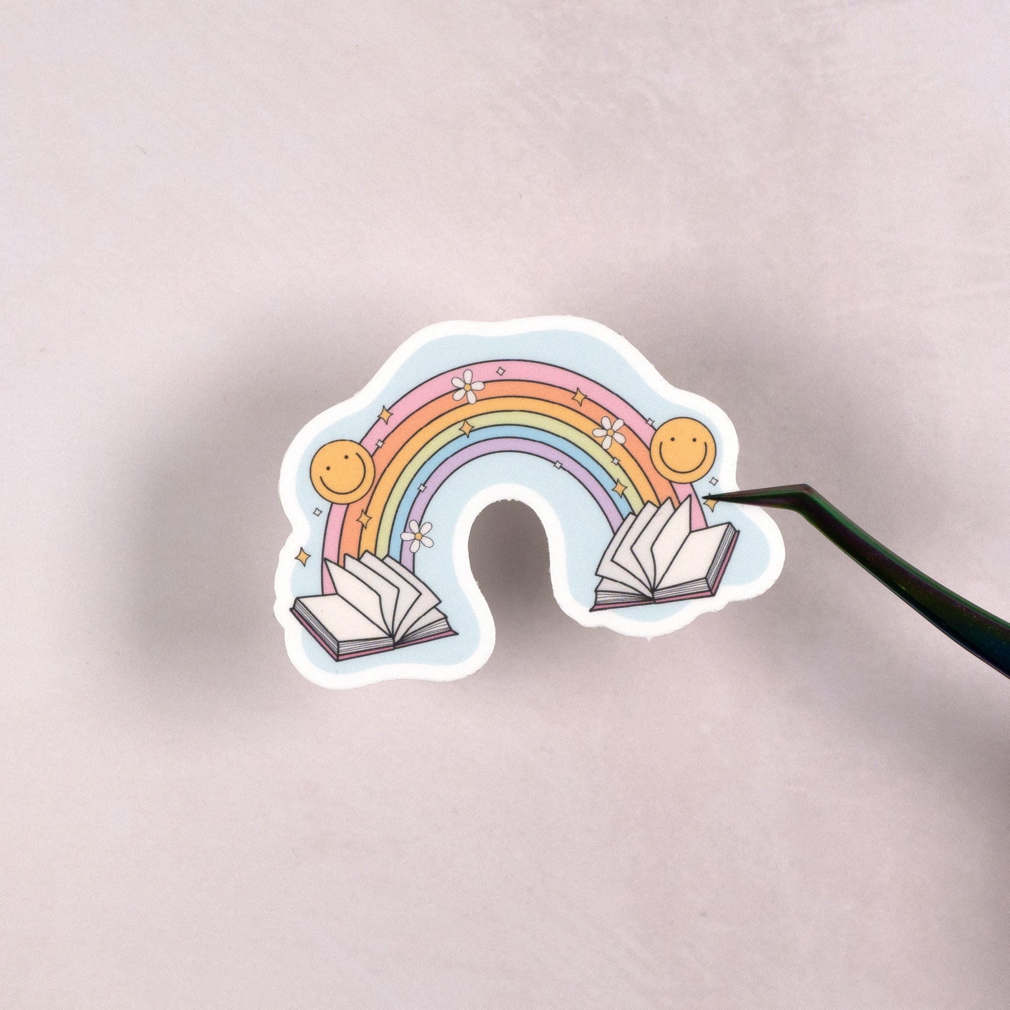 Rainbow Reading Die Cut Vinyl Sticker by Plannerface