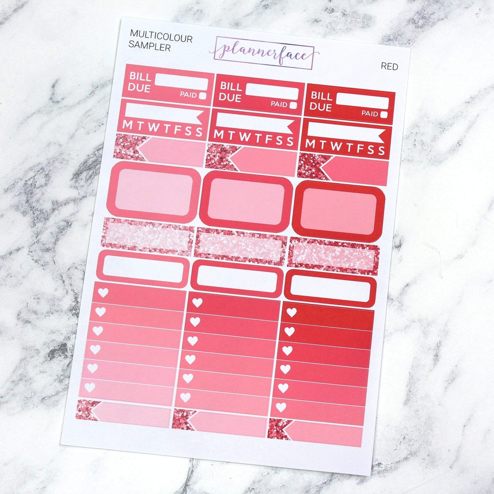 Red Multicolour Sampler by Plannerface