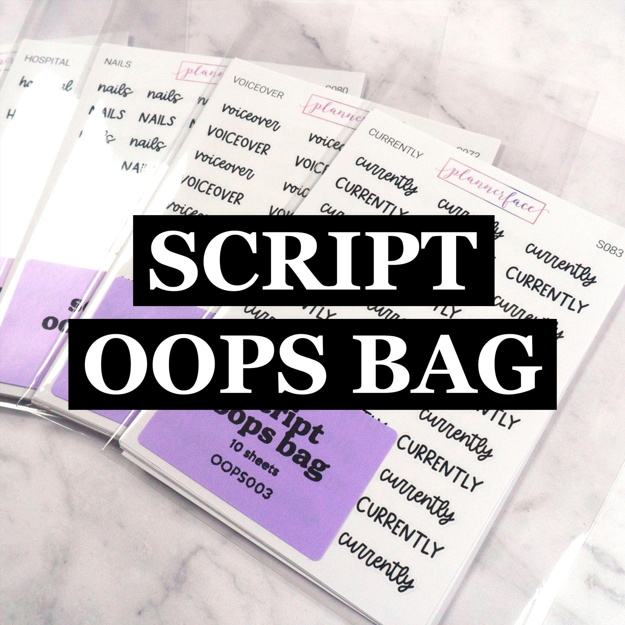 Script Oops Bag (10 Sticker Sheets)