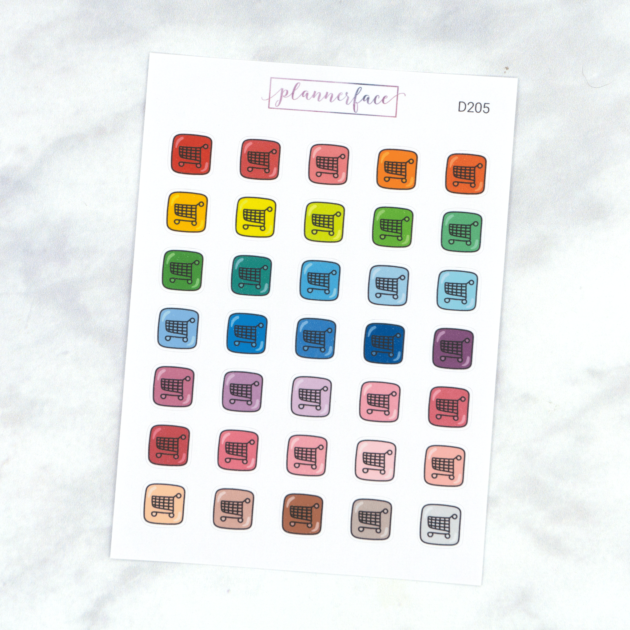 Shopping Trolley Multicolour Doodles (Square) by Plannerface
