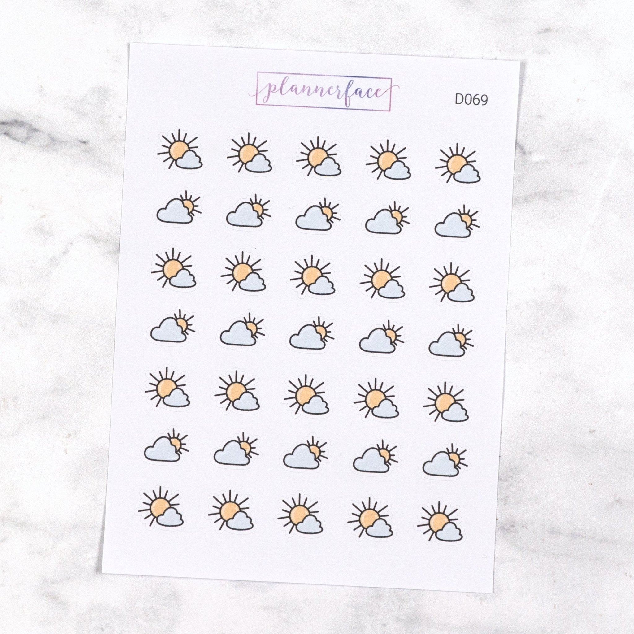 Sunny with Clouds Weather Doodles by Plannerface