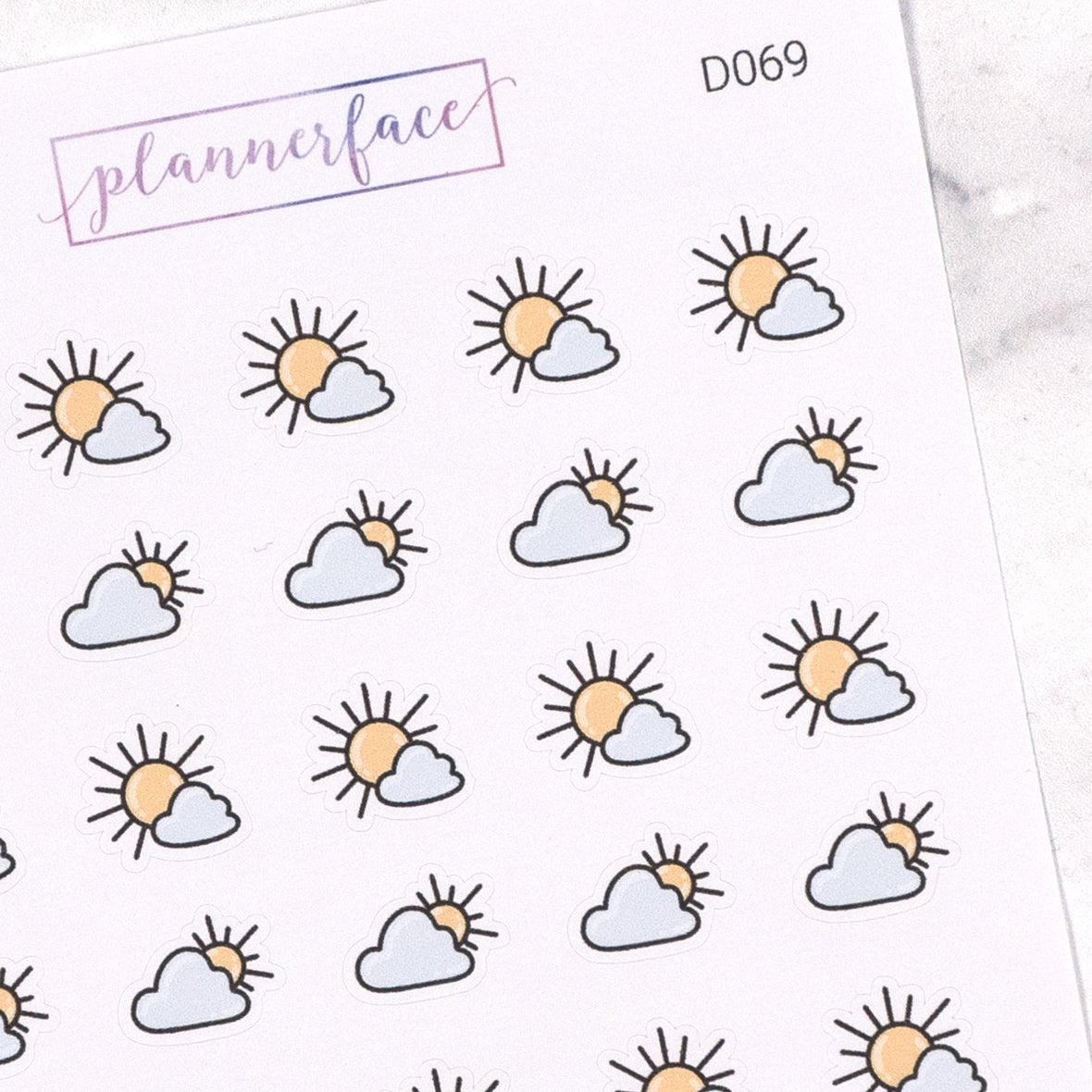 Sunny with Clouds Weather Doodles by Plannerface