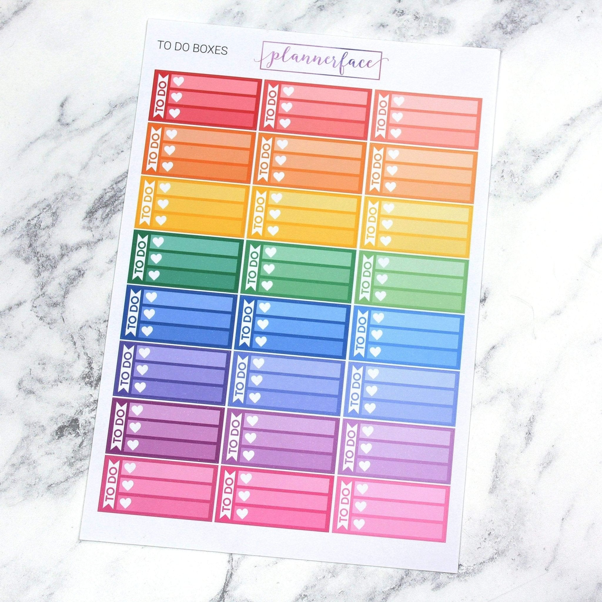 To Do Boxes | Multicolour by Plannerface