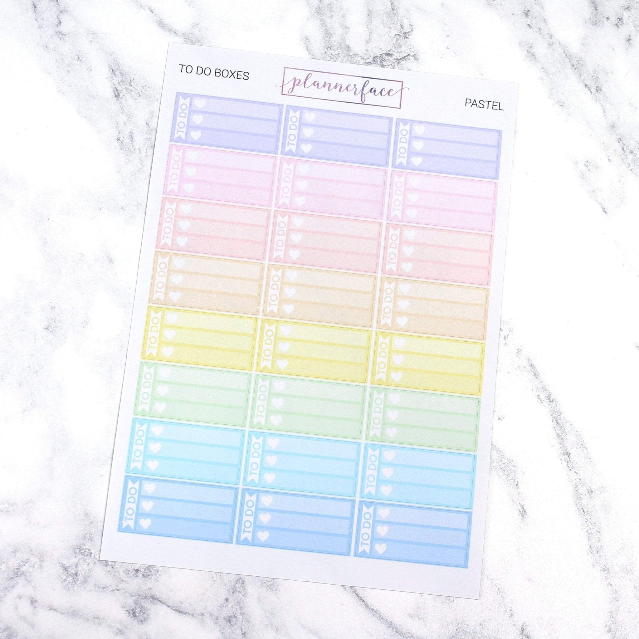 To Do Boxes | Multicolour Pastel by Plannerface
