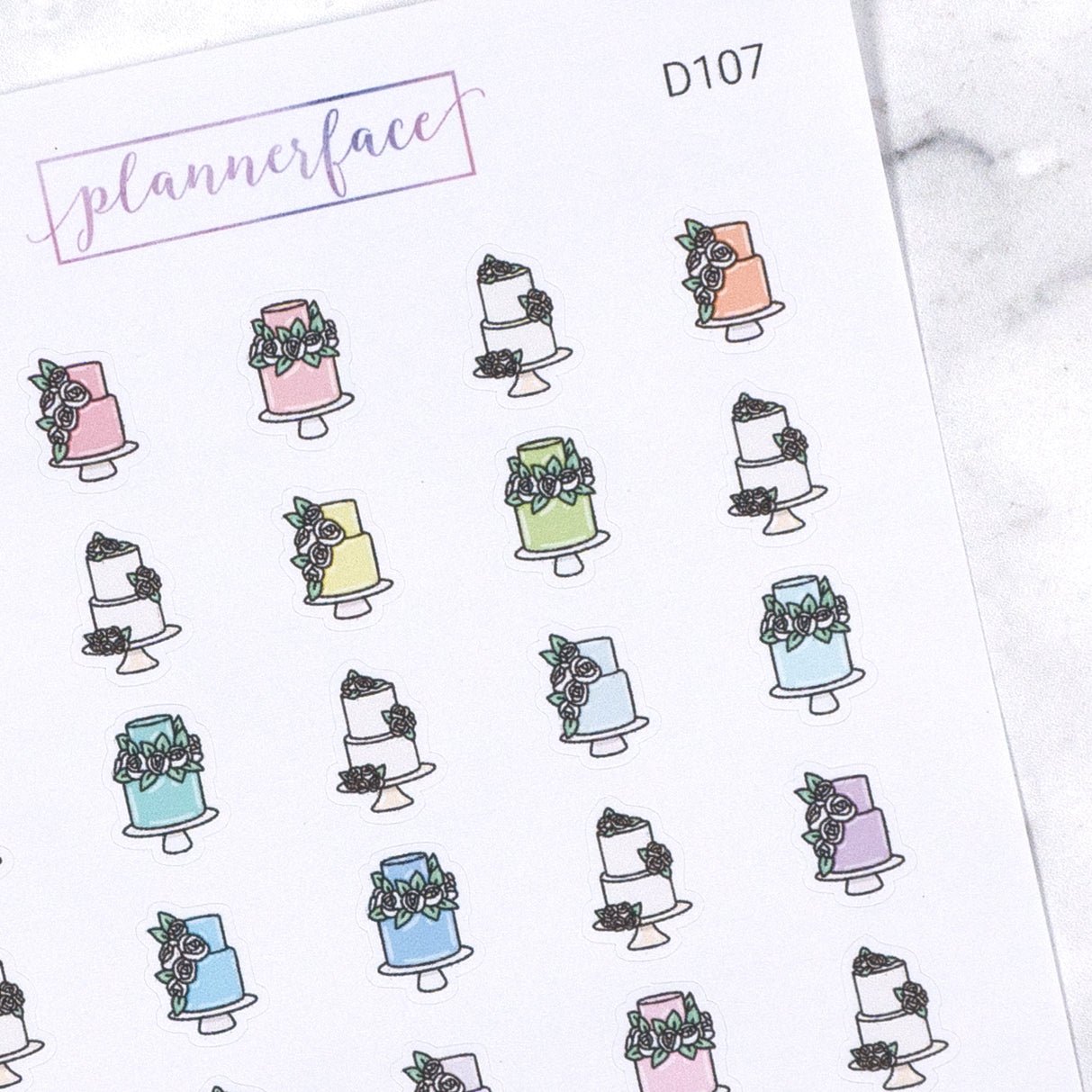 Wedding Tiered Cakes Multicolour Doodles by Plannerface