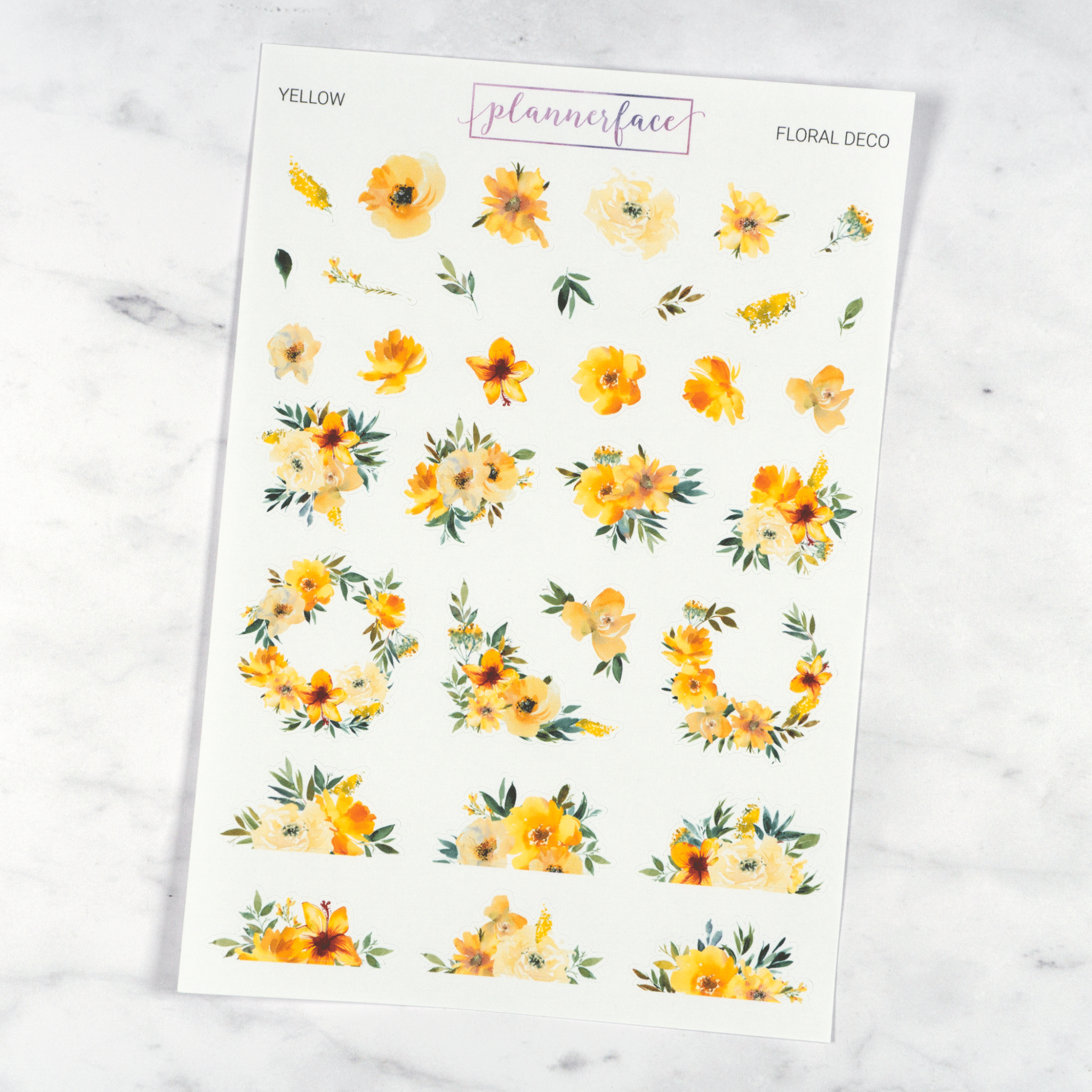 Yellow Floral Deco | Multicolour by Plannerface