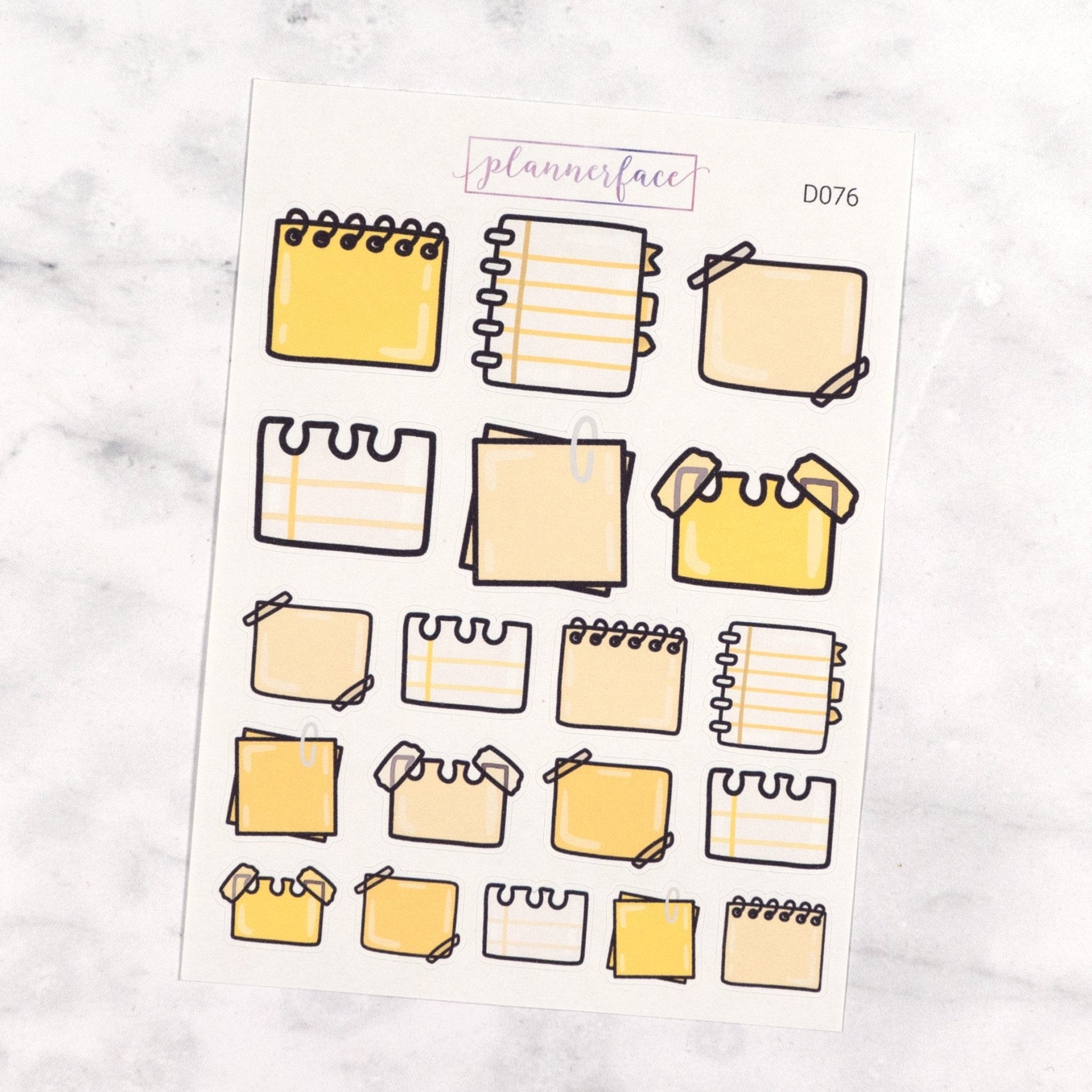 Yellow Note Paper Multicolour Doodles by Plannerface