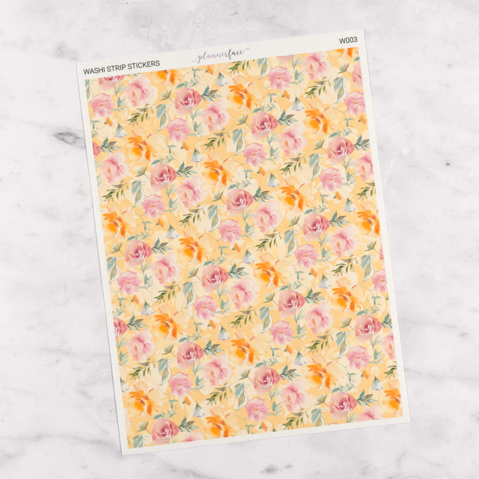Yellow & Pink Floral | Washi Tape Strips by Plannerface